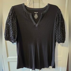 Nine West Black Puff Sleeve Blouse Sz 2X